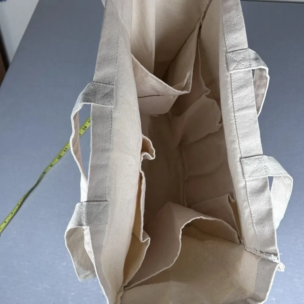 Large cotton Canvas tote bag XOXO design w/ 6 large pockets inside